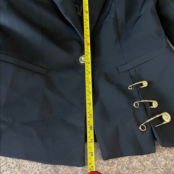 Black Women's Tailored Blazer with Gold Pin Details - Picture 11 of 11